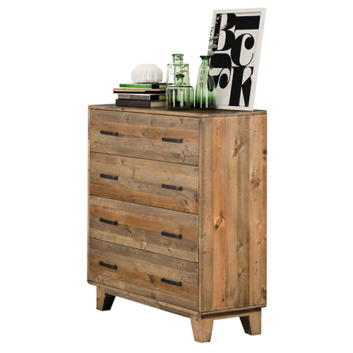 Tallboy Pine Plywood Antique Light Brown Colour 4 Drawers Strong