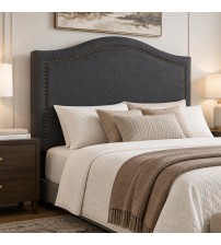 Carla Queen Size Charcoal Headboard with Curved Design