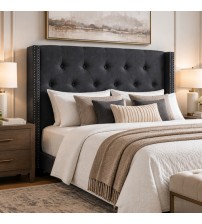 Milano Solid Wood Charcoal Queen Size Headboard