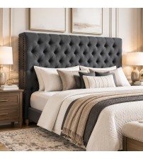 Sean Fabric Bed Headboard In French Provincial Design in Multiple Size and Colors