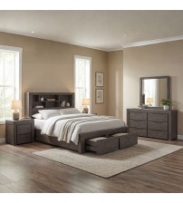 Cromwell Bookend Headboard MDF Storage Drawers 4 Pcs Bedroom Suite In Multiple Size