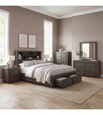 Cromwell Bookend Headboard MDF Storage Drawers 5 Pcs Bedroom Suite In Multiple Size