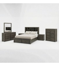 Cromwell Bookend Headboard MDF Storage Drawers 5 Pcs Bedroom Suite In Multiple Size