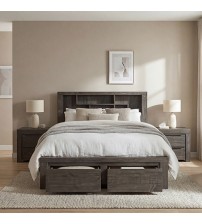 Cromwell Bookend Headboard MDF Storage Drawers 4 Pcs Bedroom Suite In Multiple Size