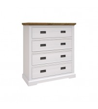 Marley MDF Board Miami White Finishing Four Drawers Slim Metal Handles Tallboy 