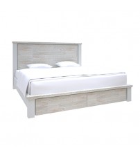 Valencia Coastal Grey and Miami White Colour Storage Multiple Size Bed Frame