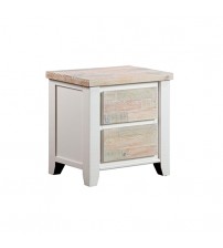 Valencia Bedside Table Coastal Grey and Miami White Colour Two Drawers