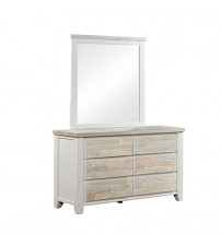 Valencia Dresser Coastal Mirror Grey and Miami White Colour Six Drawers 