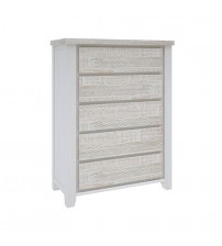 Valencia Tallboy Coastal Grey and Miami White Colour Five Drawers 