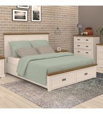 Marley Miami White Pine Wood Bed with Storage Drawers