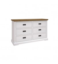 Marley Pine Wood 6 Drawer Dresser with Mirror