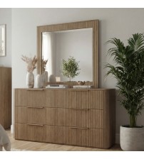 Arlo Solid Rubber Wood Dresser with Mirror 