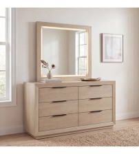 Savannah Oak Color Solid Rubber Wood Dresser with Mirror