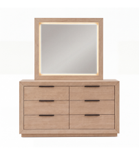 Savannah Oak Color Solid Rubber Wood Dresser with Mirror