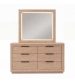 Savannah Oak Color Solid Rubber Wood Dresser with Mirror