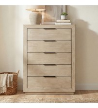 Savannah Oak Color Solid Rubber Wood Tallboy with Storage drawers