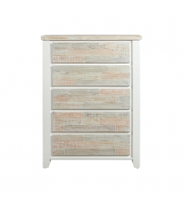 Valencia Tallboy Coastal Grey and Miami White Colour Five Drawers 