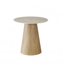 Astoria Round Coffee Table with Sintered Stone Top & Oak Veneer Pedestal Base