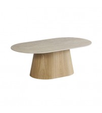 Astoria Coffee Table with Sintered Stone Top & Oak Veneer Pedestal Base