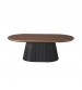 Nova Coffee Table with Walnut Veneer Top & Black Fluted Pedestal Base