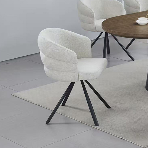 Beck 2x Linen Swivel Dining Chair with Curved Back Design in Beige