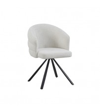 Beck 2x Linen Swivel Dining Chair with Curved Back Design in Beige
