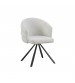 Beck 2x Linen Swivel Dining Chair with Curved Back Design in Beige