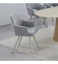 Milestone 2x Linen Dining Chair with Curved Arm Design In Grey
