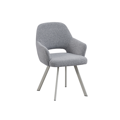 Milestone 2x Linen Dining Chair with Curved Arm Design In Grey