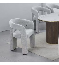Zara Linen Dining Chair with Sculptural Curved Design in Grey