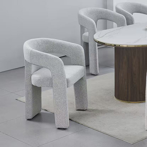 Zara Linen Dining Chair with Sculptural Curved Design in Grey