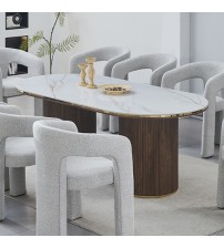 Archie Dining Table with Sintered Stone Top & Timber-Look Finish