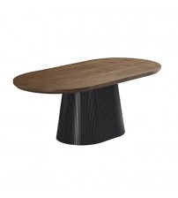 Nova Dining Table with Walnut Veneer Top & Black Fluted Pedestal Base