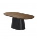 Nova Dining Table with Walnut Veneer Top & Black Fluted Pedestal Base