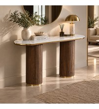 Archie Hall Table with Sintered Stone Top & Timber-Look Finish