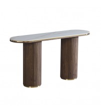 Archie Hall Table with Sintered Stone Top & Timber-Look Finish