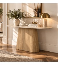 Astoria Hall Table with Sintered Stone Top & Oak Veneer Pedestal Base