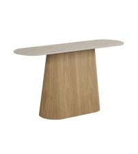 Astoria Hall Table with Sintered Stone Top & Oak Veneer Pedestal Base
