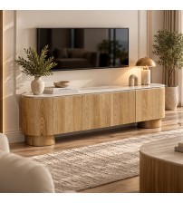 Astoria TV Cabinet with Sintered Stone Top & Oak Veneer Finish