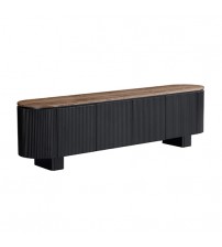 Nova TV Cabinet with Walnut Veneer Top & Black Fluted Finish