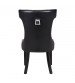 Century 2x Dining Chair Black Leatherette Upholstery Button Studding Deep Quilting Wooden Frame Back with Lion Ring and Nail Rubber Wood Legs