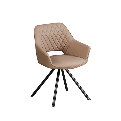 Lena 2X Leatherette Padded Upholstery Powder Coated Metal Legs Swivel Features Dining Chair