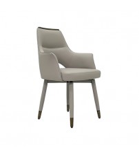Luna 4X Dining Chair Faux Leather Upholstery Swivel Feature Matt Brass Legs