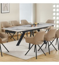 Lena Sintered Stone Top Sturdy Feet Powder Coating Dining Table