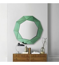 Wall Mirror MDF Silver Mirror & Green Frame Trigonometrical Shape MRR-04