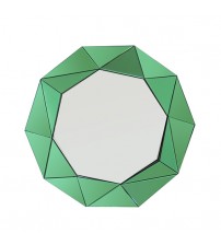 Wall Mirror MDF Silver Mirror & Green Frame Trigonometrical Shape MRR-04