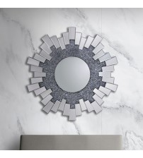Wall Mirror Sparkling Crush Crystal MDF Silver and Grey MRR-06