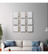 Contemporary Geometric Wall Mirror Set Modern Rectangular and Square Design
