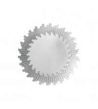 Sunburst Round Wall Mirror with Modern Layered MDF Frame