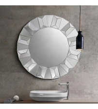 Modern Geometric Round Wall Mirror with Elegant Frame on MDF Construction